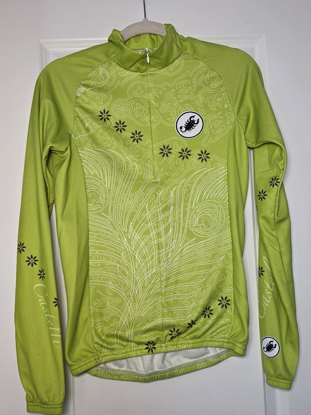 Castelli Cycling Jersey Women’s Small Lime Green Long Sleeve 1/4 Zip Bike Jersey